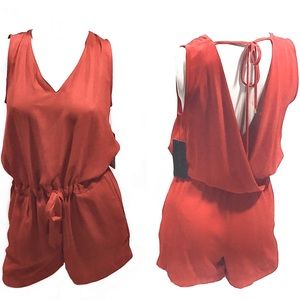 “Zara” Tie Waist Red Romper - Sz XS
